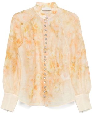 Zimmermann Crush Printed Linen Shirt - Natural