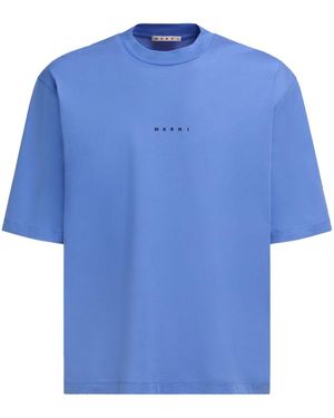 Marni T-Shirt Mit Logo-Print - Blau
