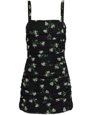 Dolce & Gabbana Dolce & Gabbana Floral Print Ruffle Dress - Black