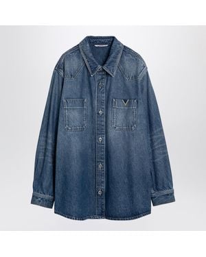 Valentino Denim Shirt With V Detail - Blue