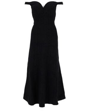 Self-Portrait Off-The-Shoulder Knit Midi Dress - Black