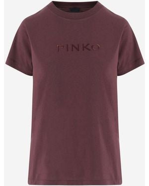 Pinko Cotton Jersey T Shirt With Logo - Purple