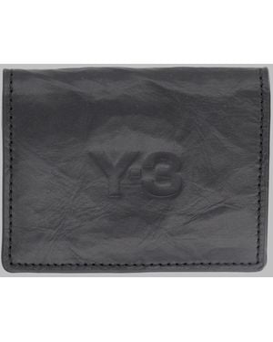 Y-3 Leather Card Holder Wallet - Gray