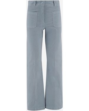 QL2 Donna Stretch-Baumwollsamthose - Blau