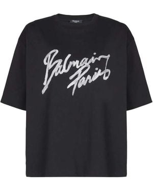 Balmain Logo Cotton T-Shirt - Black