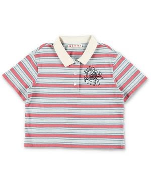 Marni Modern Striped Polo For Girls - Pink
