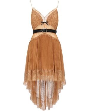 Self-Portrait Tan Asymmetrical Dress - Brown