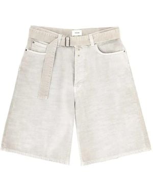 Haikure Belted Denim Shorts - White