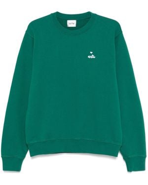 Arte' Small Heart And Logo Crewneck - Black