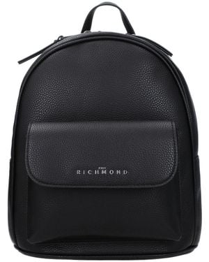 John Richmond Mujeres 's Mochilas y ranuras de poliuretano negro/negro