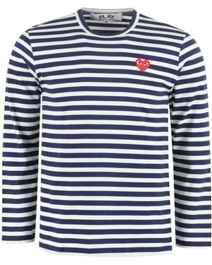 Comme des Garçons Striped Cotton T-Shirt - Blue