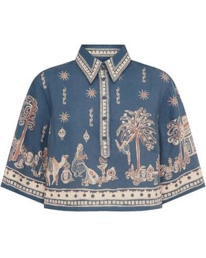 ALÉMAIS Acacia Cropped Shirt - Blue