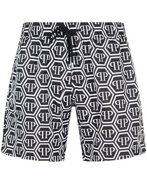 Philipp Plein Black Polyester Swimsuit - Blauw