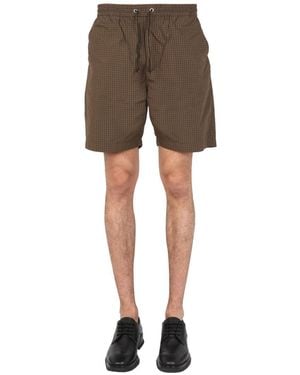 Universal Works Bermuda With Check Pattern - Grey