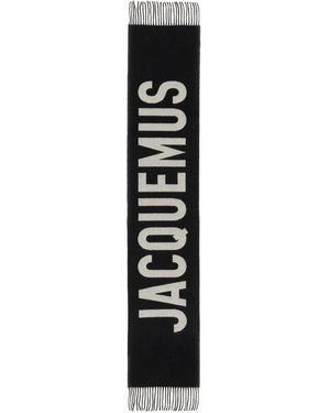 Jacquemus Fringe Logo Schal - Schwarz
