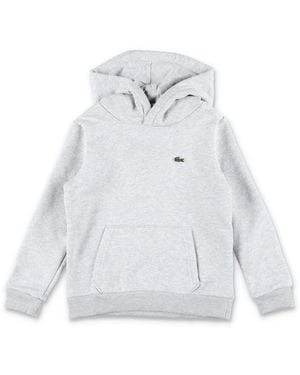 Lacoste Boys Logo Pullover Hoodie - White