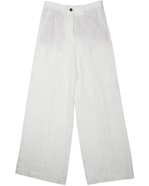 Nine:inthe:morning Wide-Leg Linen Blend Trousers - White