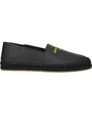 Ferragamo Espadrillas Gus Herren Leder Schwarz/Limette