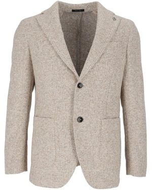 BRERAS Milano Giacca Uomo Check Tailored Blazer - White