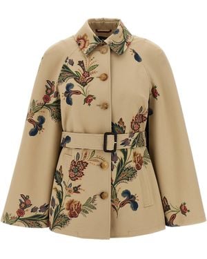 Etro Floral Print Cape Trench Coat Trench E Impermeabili-Donna - Neutro