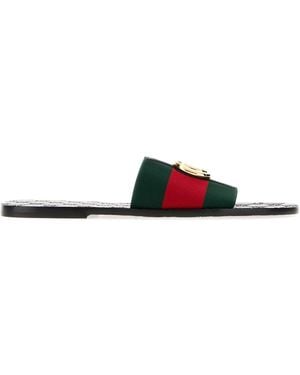 Gucci Embroidered Fabric Riviera Slippers - Multicolour
