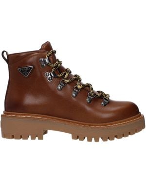 Prada Frauen 's Lederstiefel braun/Cognac