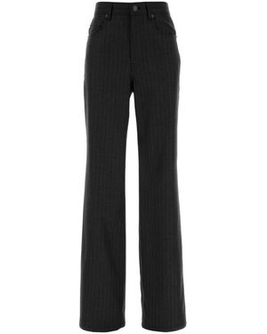 Balenciaga Embroidered Wool Palazzo Pant - Black