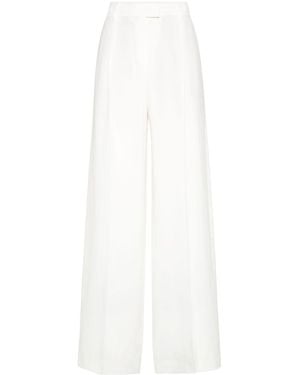 Brunello Cucinelli Leinenhose mit glänzenden Details - Weiß