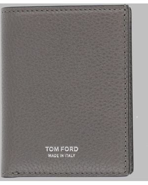 Tom Ford Compact Leather Wallet - Gray