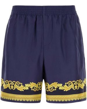 Versace Silk Bermuda Shorts - Blue