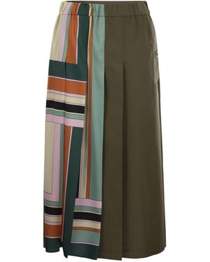 Weekend by Maxmara Lallo gedruckter Twill und Gabardinenrock - Grün