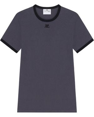 Courreges Signature Contrast T-Shirt - Blau