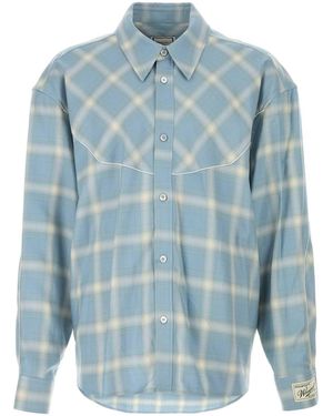 WOOYOUNGMI Embroidered Jersey Oversize Shirt - Blue