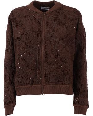 Kangra Cashmere Bomber Cornely Con Fodera E Paillettes - Brown