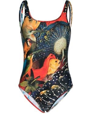 McQueen Alexander Mc Queen One Piece Bedrukt Jersey Zwempak - Meerkleurig