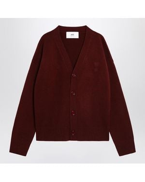Ami Paris Cardigan De Coeur Cherry Color - Purple