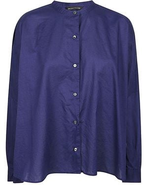 MIZUIRO Embroidered Cotton Shirt - Blue