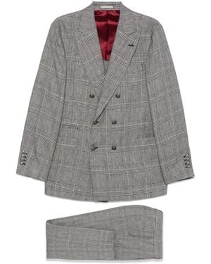 Brunello Cucinelli Geruit Pak - Grijs