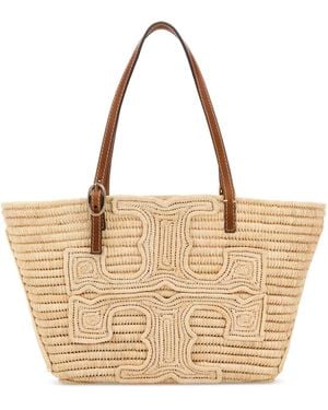 Tory Burch Raffia Doum For Ella Shopping Bag - Natural