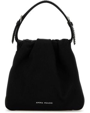 AMINA MUADDI Satin Vittoria Crystal Handbag - Black