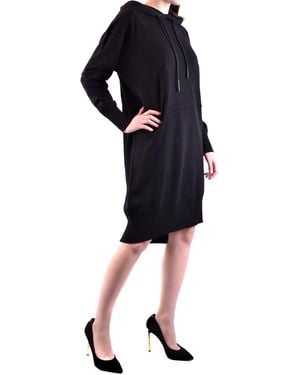 McQ Hooded Long Sleeve Cotton-Wool Blend Dress - Black