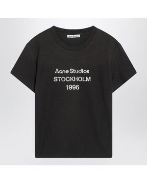 Acne Studios Faded Cotton T Shirt With Logo - Black