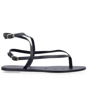 Manebí Leder-Tanga-Sandalen - Weiß