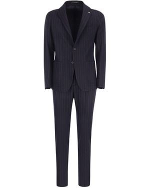 Tagliatore Wool And Cotton Suit - Blue