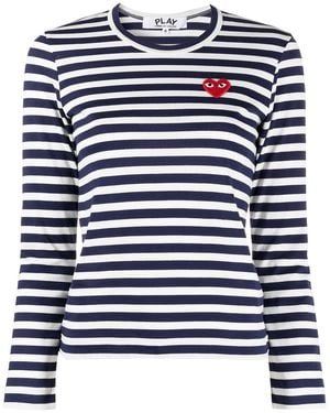 Comme des Garçons Striped Cotton T-Shirt - Blue