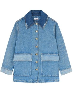 Ganni Coats Recycled Cotton - Blue
