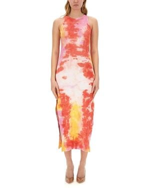 MSGM Dress With Tie & Dye Treatment - Red