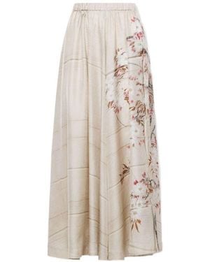 Pierre Louis Mascia Printed Silk Skirt - White