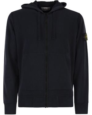 Stone Island Sudadera con capucha de corte estándar con cremallera y bolsillos de - Negro