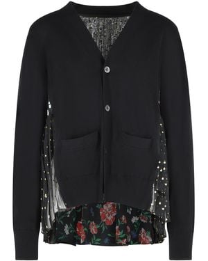 Sacai Cárdigan de algodón negro